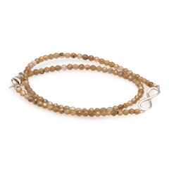 Armband (doppelt) Labradorith mit Symbol der Unendlichkeit in Silber