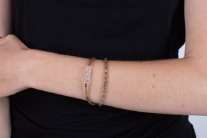 Armband (doppelt) Labradorith mit Symbol der Unendlichkeit in Silber #204