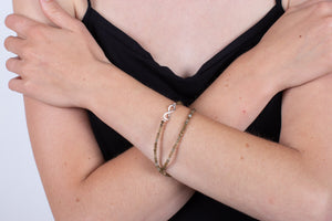 Armband (doppelt) Labradorith mit Symbol der Unendlichkeit in Silber #204