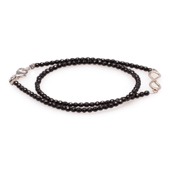 Armband (doppelt) Onyx mit Symbol der Unendlichkeit in Silber