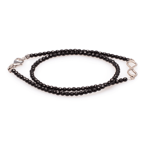 Armband (doppelt) Onyx mit Symbol der Unendlichkeit in Silber #207
