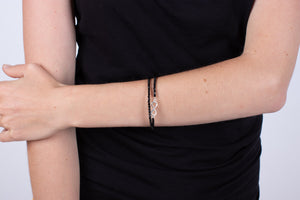 Armband (doppelt) Onyx mit Symbol der Unendlichkeit in Silber #207