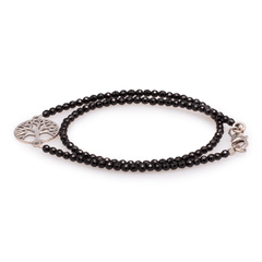 Armband (doppelt) Onyx mit Symbol des Lebensbaumes in Silber