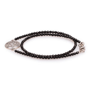 Armband (doppelt) Onyx mit Symbol des Lebensbaumes in Silber #208