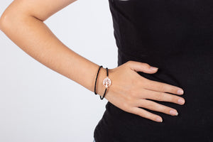 Armband (doppelt) Onyx mit Symbol des Lebensbaumes in Silber #208