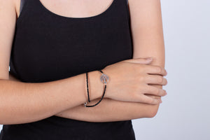 Armband (doppelt) Onyx mit Symbol des Lebensbaumes in Silber #208