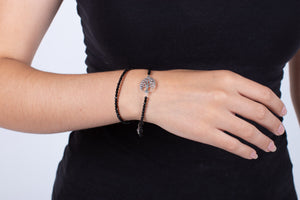 Armband (doppelt) Onyx mit Symbol des Lebensbaumes in Silber #208
