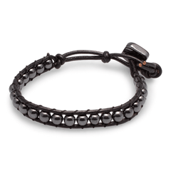 Armband Hämatit in Leder gefasst