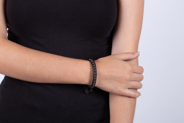 Armband Hämatit in Leder gefasst #209
