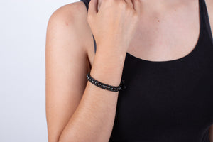 Armband Hämatit in Leder gefasst #209