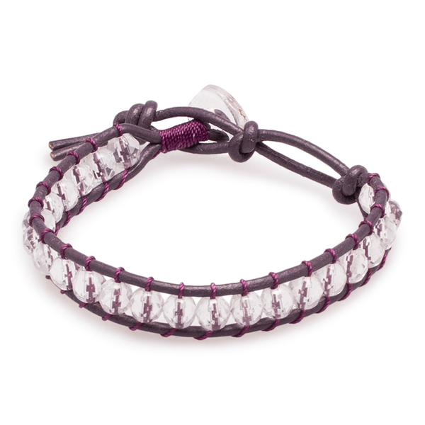 Armband Bergkristall in Leder gefasst #210