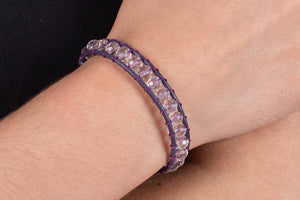 Armband Bergkristall in Leder gefasst #210