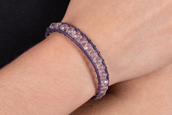Armband Bergkristall in Leder gefasst #210