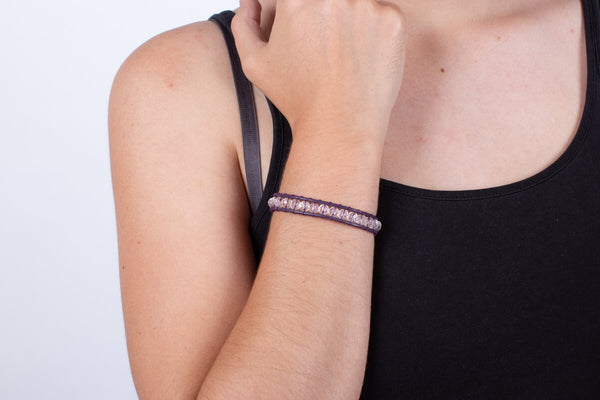 Armband Bergkristall in Leder gefasst #210