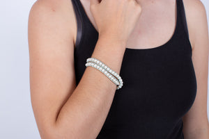 Armband (doppelt) Perlen in Leder gefasst #211