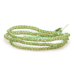 Armband (dreifach) Peridot in Leder gefasst