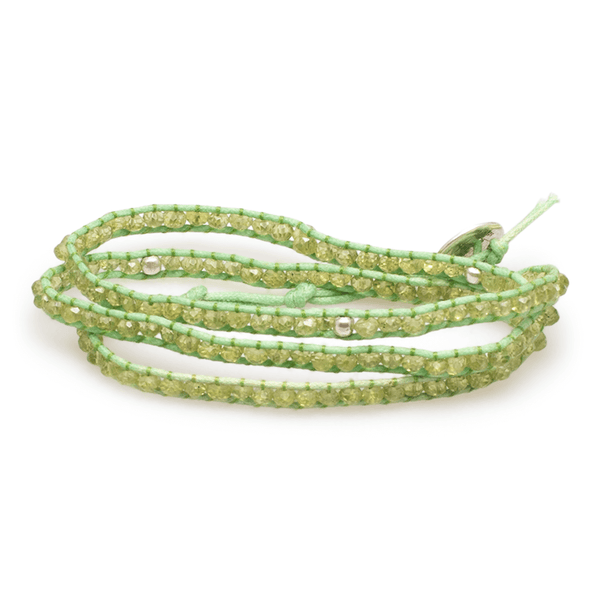 Armband (dreifach) Peridot in Leder gefasst #212