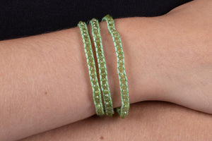 Armband (dreifach) Peridot in Leder gefasst #212