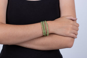 Armband (dreifach) Peridot in Leder gefasst #212