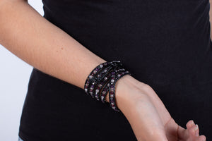 Armband (vierfach) Diverse Steine in Leder gefasst #214