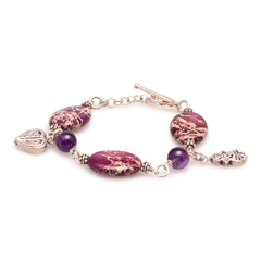 Armband Jaspis & Amethyst & Silber
