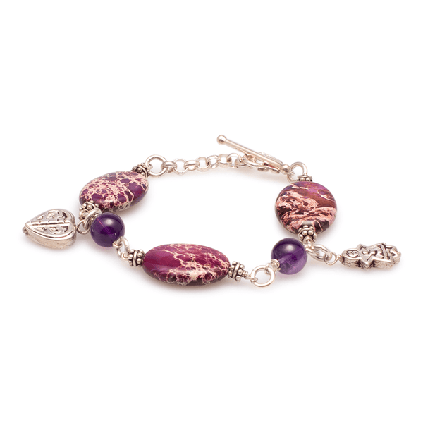 Armband Jaspis & Amethyst & Silber #218