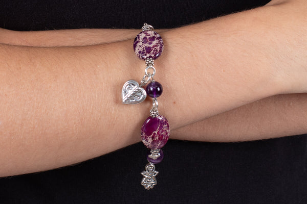 Armband Jaspis & Amethyst & Silber #218