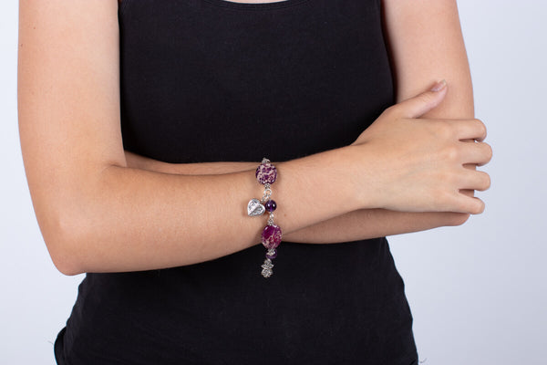 Armband Jaspis & Amethyst & Silber #218