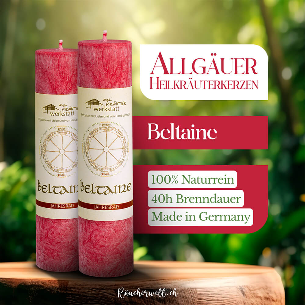 Beltaine (1. Mai - Walpurgnisnacht) - Allgäuer Heilkräuterkerzen "Jahresrad"