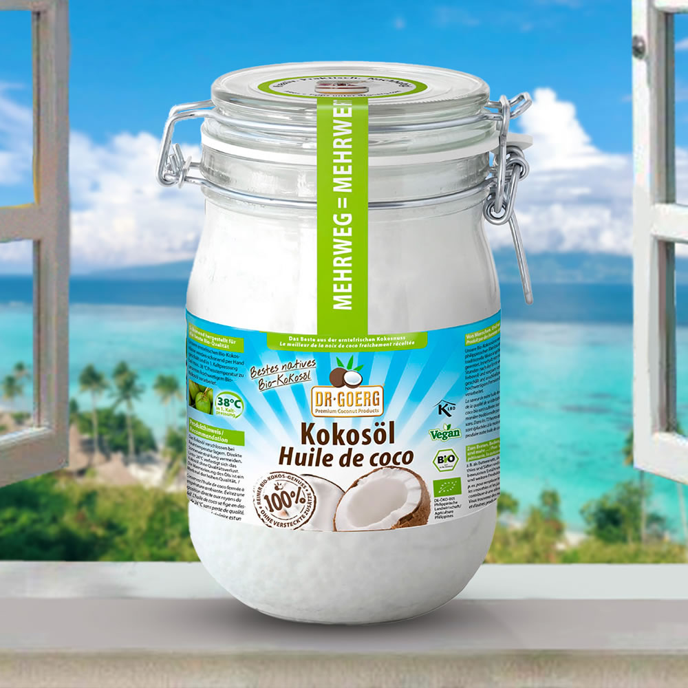 Premium Bio-Kokosöl 1000 ml (im Bügelglas)
