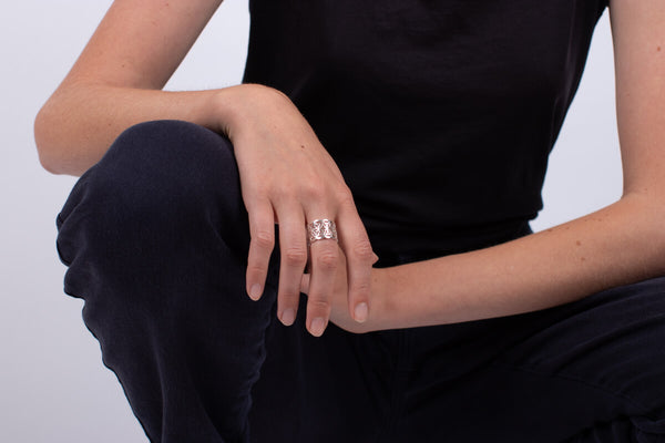 Ring Silber - Symbol aus der Blume des Lebens