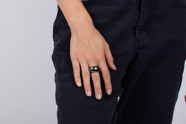 Ring Hämatit facettiert