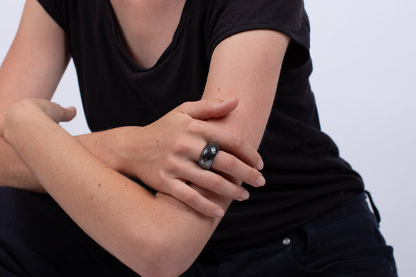 Ring Hämatit facettiert