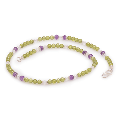 Halskette Peridot mit Bergkristall und Amethyst #50