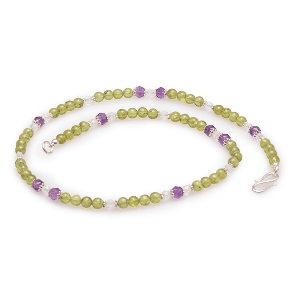 Halskette Peridot mit Bergkristall und Amethyst #50