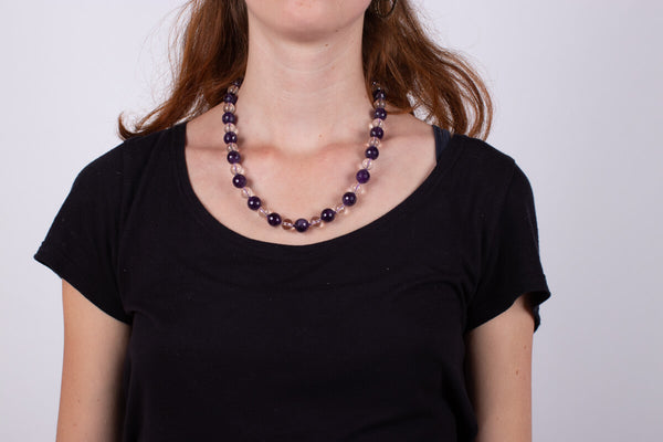 Halskette Bergkristall & Amethyst #524