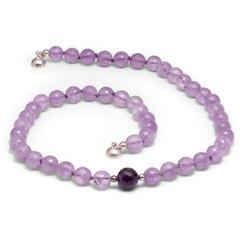 Halskette Lavendelquarz mit Amethyst und Silber