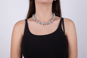 Halskette Morganit & Aquamarin #623