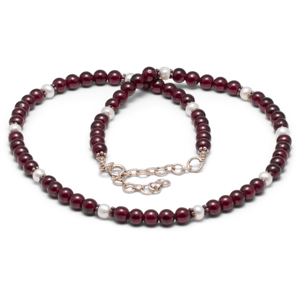 Halskette Granat & Perle #636