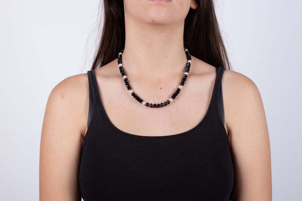 Halskette Onyx & Perle #656