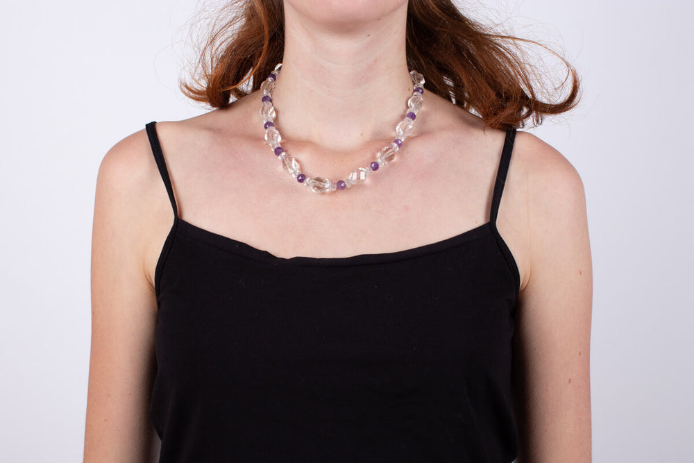 Halskette Bergkristall & Amethyst #688