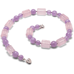 Halskette Rosenquarz & Amethyst