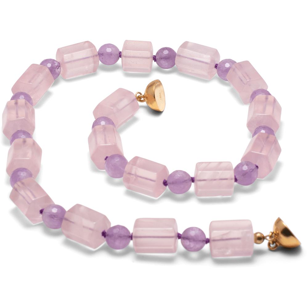 Halskette Rosenquarz & Amethyst #723