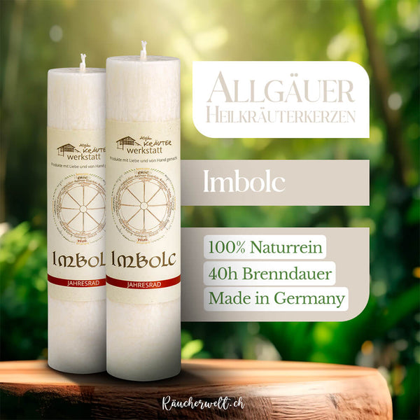 Imbolc (1. Februar - Frühlingsanfang) - Allgäuer Heilkräuterkerzen "Jahresrad"