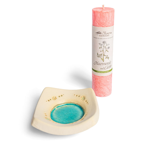 Kerzenuntersetzer quadratisch - für Allgäuer Heilkräuterkerzen