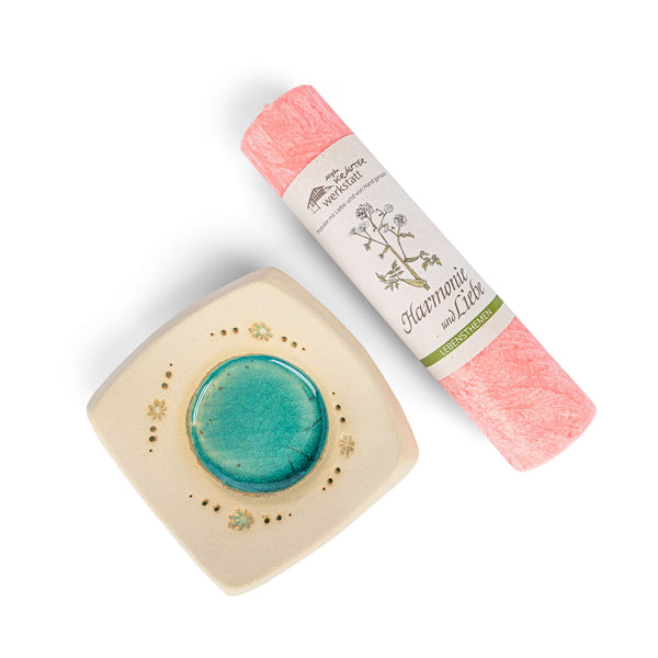 Kerzenuntersetzer quadratisch - für Allgäuer Heilkräuterkerzen