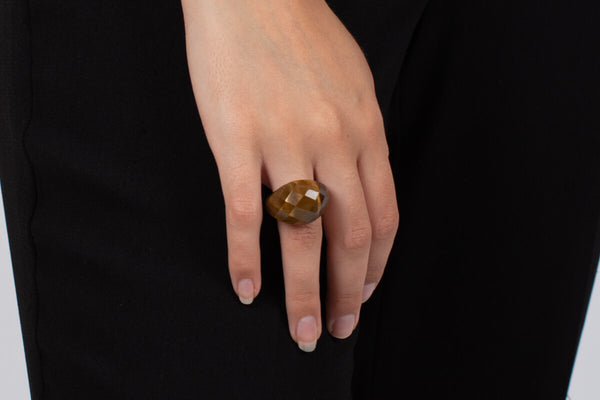 Ring Tigerauge facettiert