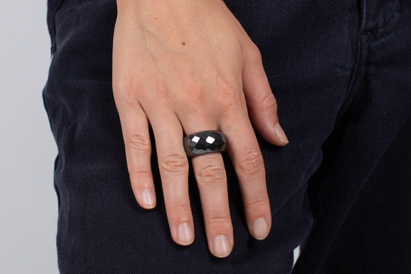 Ring Hämatit facettiert