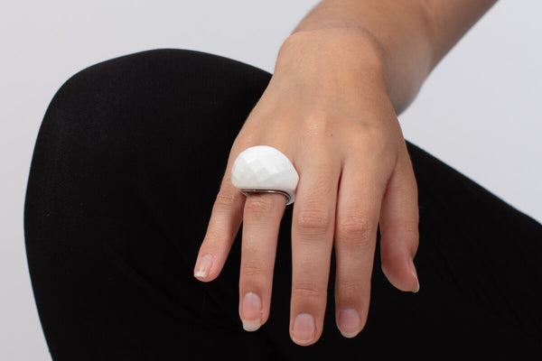 Ring Friedensachat facettiert