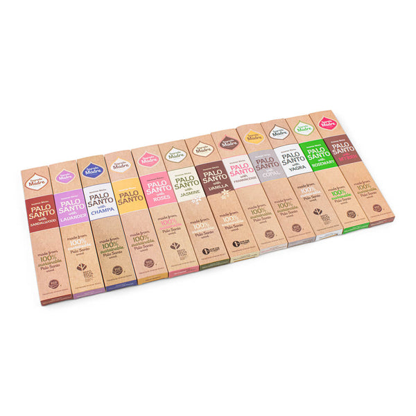 Palo Santo Räucherstäbchen Komplettset (16 x Sorten) - Sagrada Madre